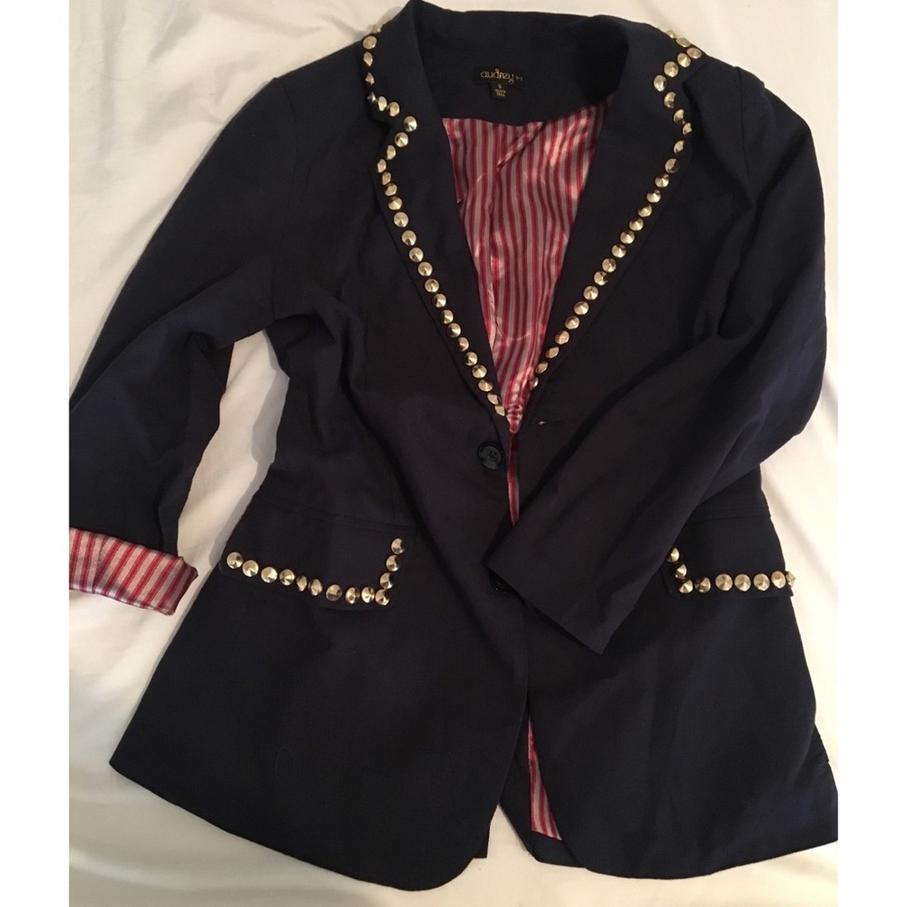 Lined pin stripe studded blazer.